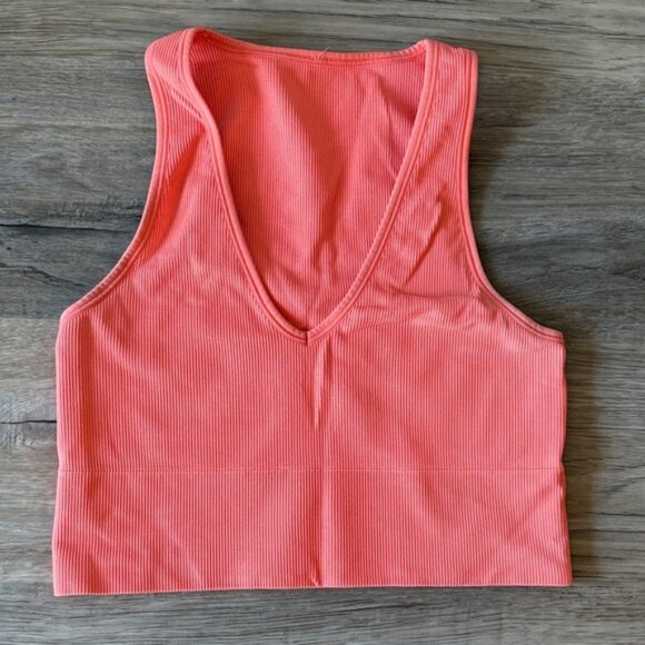 Athleta Coral Ribbed V-Neck Cropped Tank Top - Picture 1 of 1
